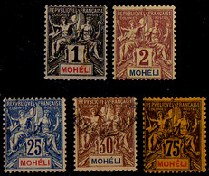 Mohéli - 1906 - Y&T - N°1*, 2*, 7(*), 8°, 13* - Otros & Sin Clasificación