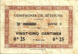 FRANCE 25 CENTIMES BROWN MOTIF FRONT UNIFACE COMPAGNIE DATED 01-03-1916 P.? AVF/F READ DESCRIPTION CAREFULLY !!! - Bons & Nécessité