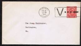 CANADA    Scott # U 53 Postal Stationary To "Stamp Wholesaler" Burlington,VT USA (Oct 20 1941) - 1903-1954 Könige