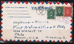 CANADA    Scott # 195 (2) And 197 On "2 CENTS DUE" Airmail Cover To Philadelphia,PA,USA (DE/29/30) - Lettres & Documents