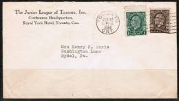 CANADA    Scott # 195  And 196 On Cover To Rydel,PA,USA (JUN/13/1934) - Lettres & Documents