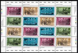 Canada MNH Scott #1544a Sheet Of 16 43c Second World War, 1945 - Ganze Bögen