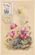 Carte Maximum TCHECOSLOVAQUIE  N°Yvert  1116 (CYCLAMEN) Obl Sp 1960 - FDC