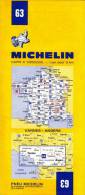 CARTE MICHELIN N°63 NEUVE PATINE SOLDE LIBRAIRIE MANUFACTURE FRANCAISE DES PNEUMATIQUES TOURISME FRANCE 1975 VANNES ANGE - Maps/Atlas