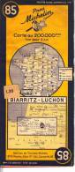 CARTE MICHELIN N°85 STOCK LIBRAIRIE MANUFACTURE FRANCAISE DES PNEUMATIQUES TOURISME FRANCE 1955 BIARRITZ LUCHON - Cartes/Atlas