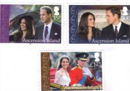 ASCENSION 2011 - Royal Wedding Prince Williams - 3v Neufs - MNH - Ascension