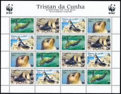 TRISTAN DA CUNHA 2004 Subantarctic Fur Seal WWF Sheetlet Of 4 Sets/16 Stamps** - Tristan Da Cunha