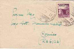 TRIESTE /  COMISO  5.4.1950 - Cover_ Lettera - Democratica  AMG-FTT   Lire 20 Isolato - Marcophilia