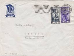 TRIESTE /  MILANO  26.9.1952 - Cover_ Lettera Pubbl. - Italia Al Lavoro  AMG-FTT   Lire 5 + 20 - Marcophilie