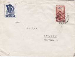 TRIESTE /  MILANO 16.6.1953 - Cover_Lettera Pubbl.- Annullo "AMB. - TS/RM " - Italia Al Lavoro  AMG-FTT  Lire 25 Isolato - Marcophilia