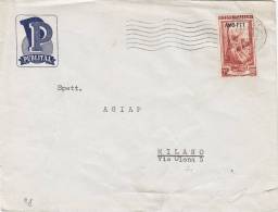 TRIESTE /  MILANO 3.3.1953 - Cover_Lettera Pubbl.- Italia Al Lavoro  AMG-FTT  Lire 25 Isolato - Marcophilia