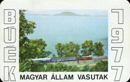 RAIL * RAILWAY RAILROAD TRAIN LOCOMOTIVE HUNGARIAN STATE RAILWAYS * BALATON BADACSONY * CALENDAR * MAV 1977 1 * Hungary - Tamaño Pequeño : 1971-80