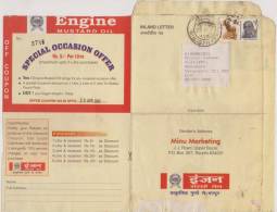Engine Mustard Oil, Food, Health, Used Advertisement Inland Letter, India As Scan - Inland Letter Cards