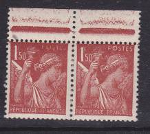 FRANCE N° 652 1.50 ROUGE CARMIN TYPE IRIS SANS F APRES LE 1 DE 1f50 TENANT A NORMAL ET POSTES EFFACE PARTIELLEMENT** - Ungebraucht