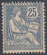 1902 FRANCIA ALLEGORIA TIPO MOUCHON 25 CENT SENZA GOMMA - FR481 - 1900-02 Mouchon