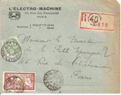 N°111+121  LETTRE     PARISvers  PARISle  26 FEVRIER 1925 - Covers & Documents