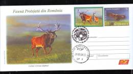 Chevreuil Roumanie , Roe Deer,OBLIT.FDC,STAMPS ON COVER,SENT TO MAIL IN FIRST DAY ROMANIA. - Gibier