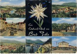 Old German Colour Picture Postcard `GEBIRGSKARTE`from Bad Toelz With Genuine EDELWEISS Embedded In Card - Bad Tölz