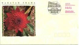 AUSTRALIA FDC WARATAH FLOWER FRAMA 1 STAMP OF $0.45 POSTCODE:4000 BRISBANE DATED 08-09-1994 CTO SG? READ DESCRIPTION !! - Machine Labels [ATM]