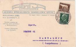 BOLOGNA / CANTALUPO  13.06.1932 - Card _ Cartolina Pubbl.  " A.S.C.A."  - Centesimi 5 + 25 - Reklame