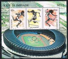 San Marino 1988 Foglietto 3 Valori XXIV Olimpiade Seul Nuovo** Integro - Blocs-feuillets