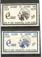 IRELAND 1938 CENTENARY OF TEMPERANCE CRUSADE SET SG 107/108 VERY LIGHTLY MOUNTED MINT Cat £13.50 - Nuevos