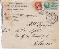 CATANIA  /  PALERMO  1.12.1937 - Cover_ Lettera Pubbl.  " Amm.ne PALTANIA SCAMMACCA  " - Lire 1,75 + 1,25 - Reklame