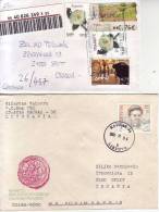 FLOWERS-POSTMARK MADRID-SPAIN-2008-KAUNAS-LEITUVA-2003-2 COVERS - Brieven En Documenten