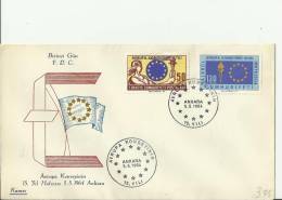 TURKEY  1964 - FDC  15 YEARS OF THE EUROPA COUNCIL-EU LOGO W 2 STS  OF 50-130 K ANKARA MAY 5 RETU251 - Brieven En Documenten