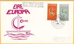 187+188 (Yvert) Sur Enveloppe Premier Jour Illustrée - Europa 1966 - Irlande 1966 - FDC