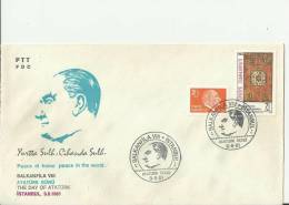 TURKEY 1981 – FDC 8TH  BALKANFILA STAMP EXHIBITION – ATARTURK DAY W 2 STS OF 2,50-7,50 LS – ISTAMBUL AUG 9  REF175 - Covers & Documents