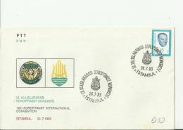 TURKEY 1983 – FDC 12TH SOROPTIMIST INTERNATIONAL CONVENTION  W 1 ST OF 15  LS – ISTAMBUL  JUL 24  REF192 - Lettres & Documents