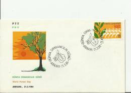 TURKEY 1984 – FDC WORLD FOREST CONSERVATION DAY  W 1 ST OF 15  LS – ANKARA  MAR 21  REF194 - Brieven En Documenten
