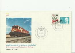 TURKEY 1984 – FDC SIXTY YEARS OF TURKISH STATE RAILWAYS  W 2 STS OF 5-15  LS – ANKARA  MAY 24  REF195 - Lettres & Documents