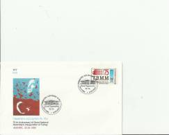 TURKEY 1995 -FDC 75 YEARS INAUGURATION GREAT NATIONAL ASSEMBLY OF TURKEY  W 1 ST OF 3500+500 LS ANKARA  APR 23 RE210 - Brieven En Documenten