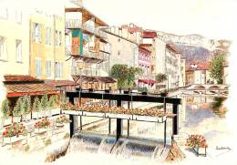 CPSM Annecy-Les Vieux Quartiers-Le Thiou-Dessin De Ludovic   L1107 - Annecy-le-Vieux