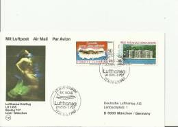 TURKEY 1987 -FDC CARD  FIRST FLIGHT LUFTHANSA LH 1595- B 737 BOEING IZMIR-MUNCHEN ADDRESSED W 2 STS OF 50-100 ?? LS IZMI - Storia Postale