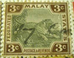 Malay 1900 Tiger 3c - Used - Federated Malay States