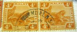 Malay 1900 Tiger 4c Pair - Used - Federated Malay States