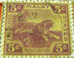 Malay 1900 Tiger 5c - Used - Federated Malay States