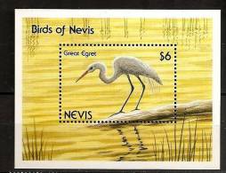 Nevis 1990 N° BF 34 ** Faune, Oiseaux De Nevis, Grande Aigrette, Marais - St.Kitts Y Nevis ( 1983-...)