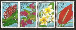 Nevis 1992 N° 698 / 701 ** Fleurs, Plumeria Rubra, Anthorium Andraeanum, Ixora Coccinea, Antigonon Leptopus - St.Kitts Y Nevis ( 1983-...)