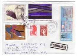 FRANCE.  Lettre Recommandée De 1987, Cover, Letter, Tableau, Painting ARP, DE VINCI, SOULAGES, N° 2446/2448 - Covers & Documents