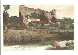 86 - GENCAY   -  Les Ruines Du Château - Couleur - Animation  Une Laveuse Sur Les Bords De La Rivière - Gencay