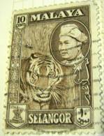 Selangor 1957 Sultan Hisamud-din Alam Shah Tiger 10c - Used - Selangor