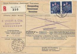 1948 Einzungsauftrag 30Rp. Mehrfachfrankatur - Lettres & Documents