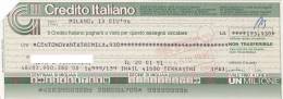 CREDITO ITALIANO /   Assegno Circolare _ Fino A 1 Milione Di Lire - Andere & Zonder Classificatie