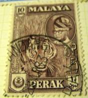 Perak 1957 Sultan Yussuf Izzuddin Shah Tiger 10c - Used - Perak
