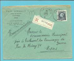 211 Op Brief Aangetekend Met Cirkelstempel ▲ CHIEVRES ▲  (VK) - 1921-1925 Piccolo Montenez