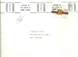 CARTA CON ETIQUETA 1992 ZARAGOZA CERTIFICADA   SOBRE GRANDE - Cartas & Documentos